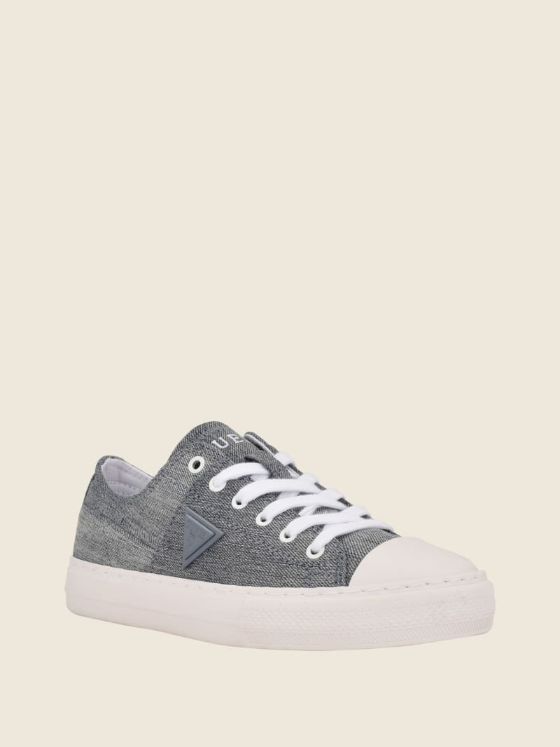 Blue Women\'s Guess Pranze Low-Top Canvas Sneakers | 7358942-GQ