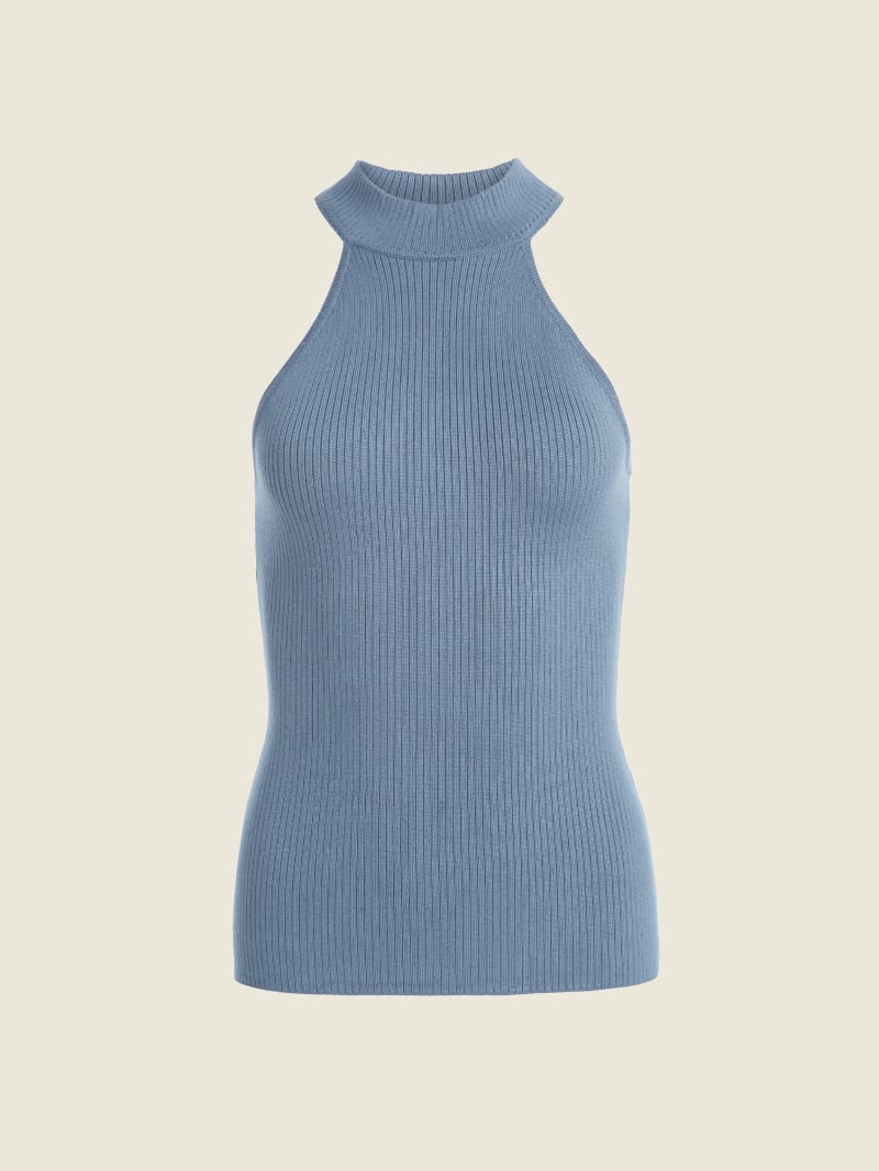 Blue Women's Guess Shea Ribbed Mock-Neck Sweaters | 6913850-LK