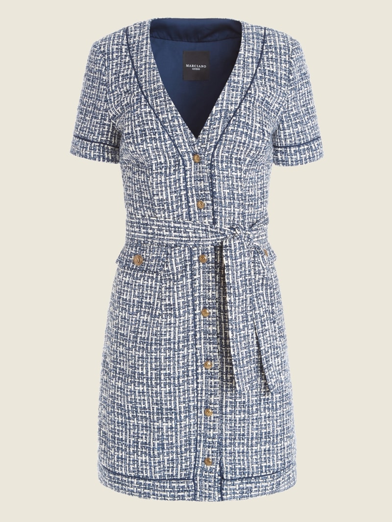 Blue Women's Guess Spencer Tweed Dress | 1276483-KV