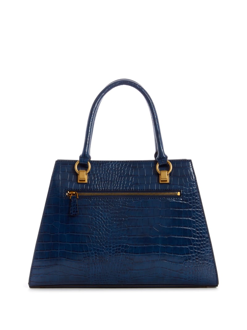 Blue Women's Guess Stephi Croc Girlfriend Satchel Bags | 9230457-OT