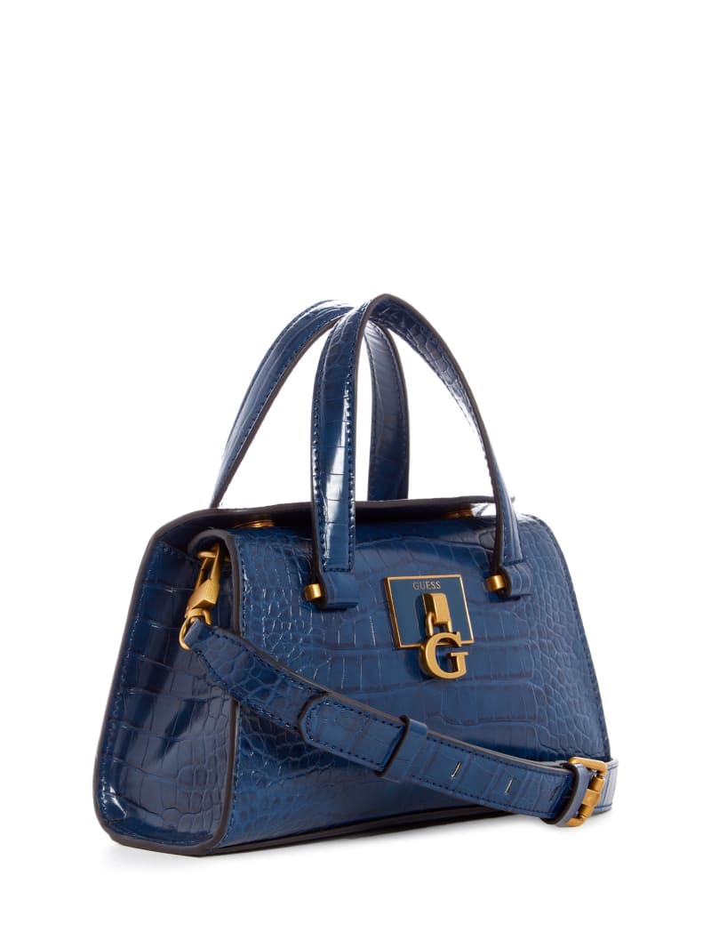 Blue Women's Guess Stephi Croc Satchel Bags | 4127965-NO