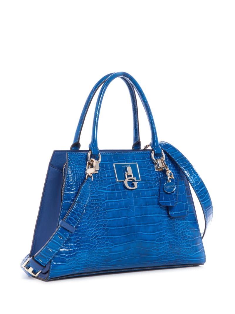 Blue Women's Guess Stephi Girlfriend Satchel Bags | 7309682-EB