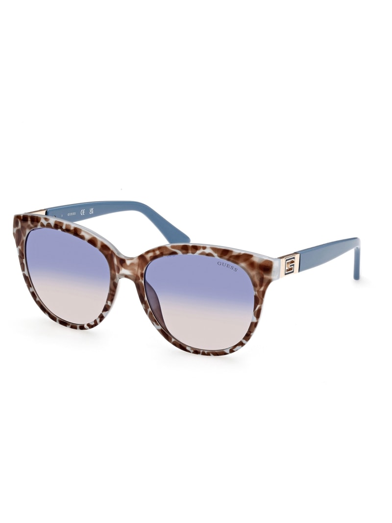 Blue Women's Guess Tortoise Round Sunglasses | 9523481-AW