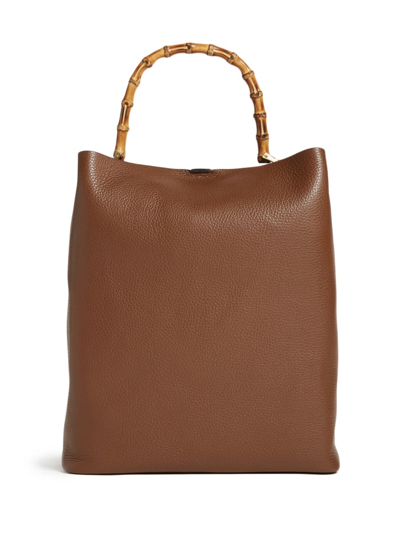 Brown Women's Guess Aida Leather Tote Bags | 9650721-DI