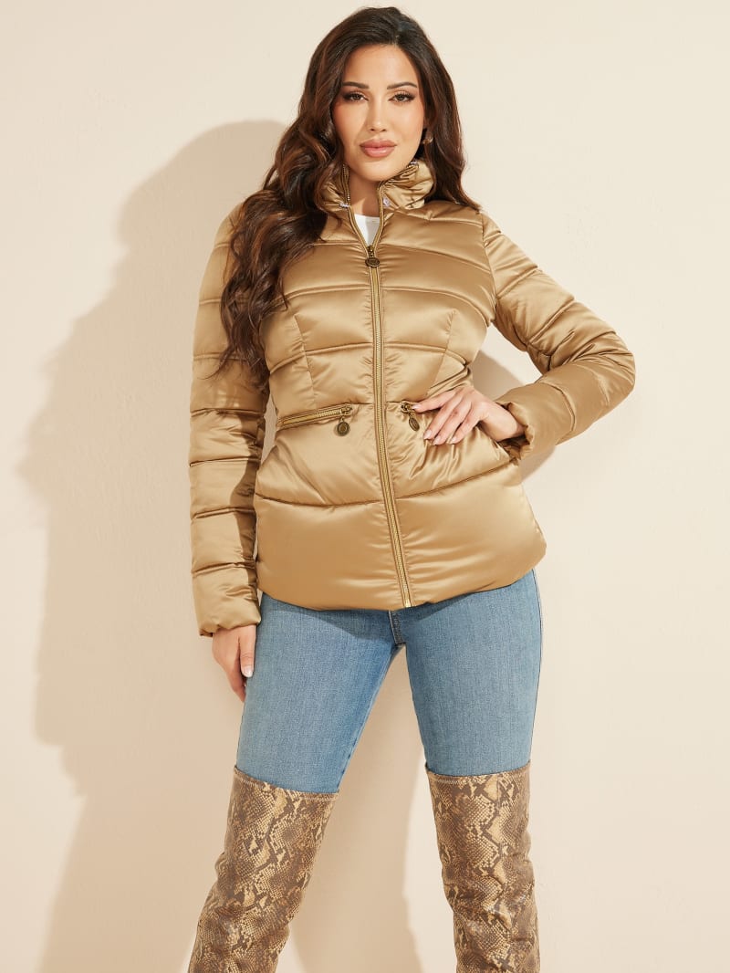 Brown Women's Guess Allie Puffer Jackets | 1698423-JX