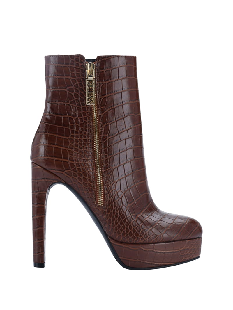 Brown Women's Guess Dejah Croc Platform Boots | 6072894-QB