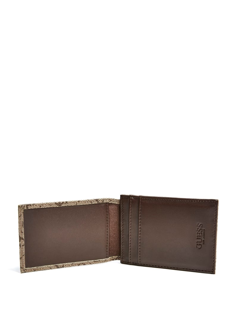 Brown Women's Guess Don Logo-Print Magnetic Card Case Wallets | 3897051-EI