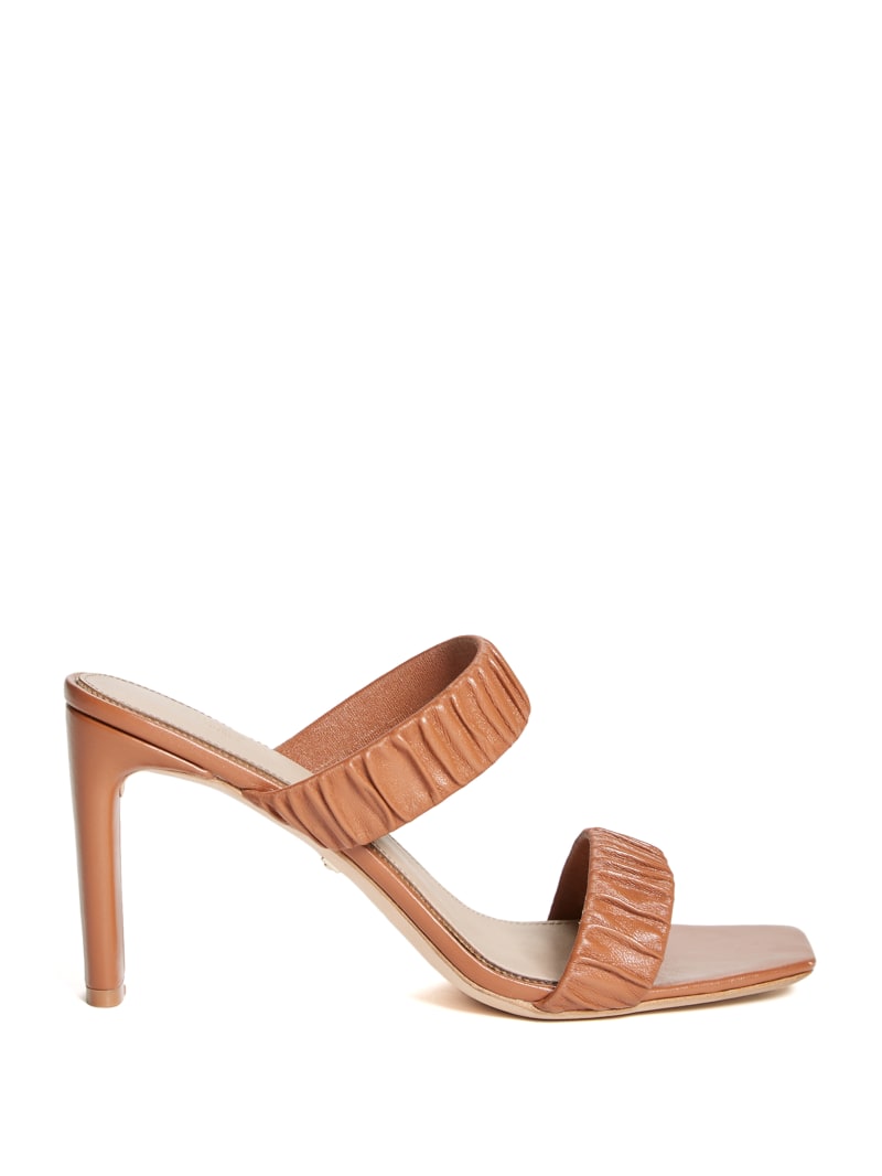 Brown Women's Guess Elena Ruched Sandals | 6381205-AY