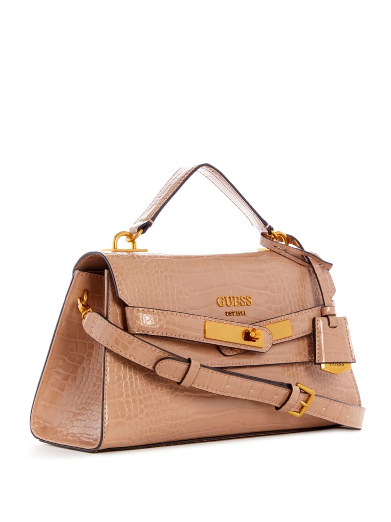 Brown Women's Guess Enisa-Handle Flap Satchel Bags | 7325961-MG