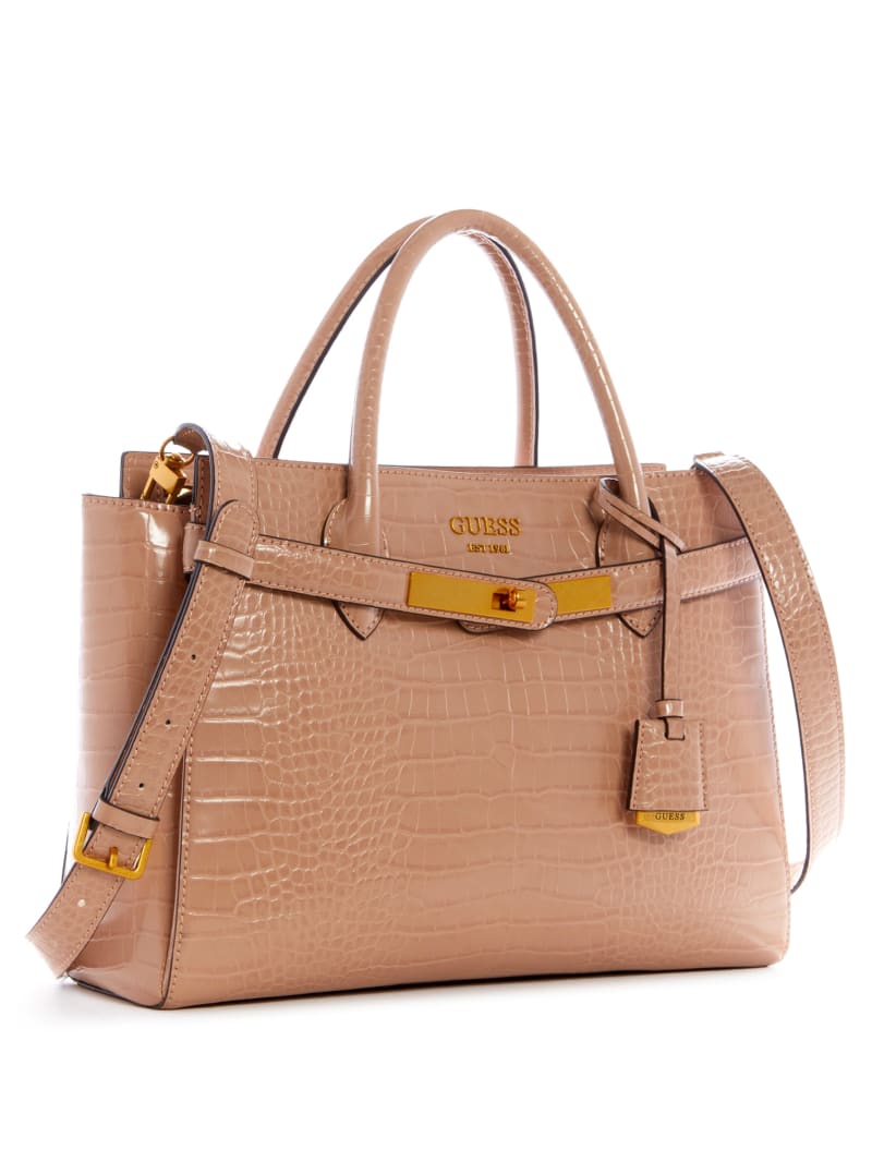 Brown Women's Guess Enisa High Society Satchel Bags | 7960843-QE