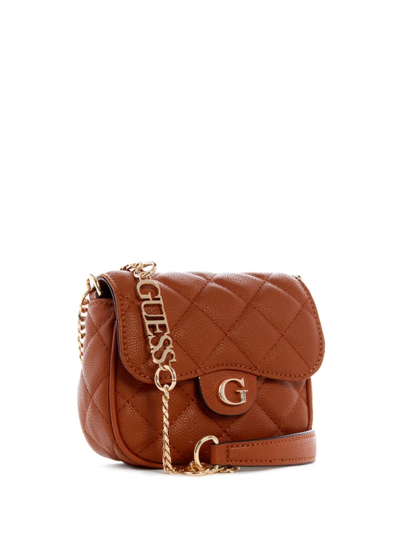 Brown Women's Guess Gillian Quilted Flap Crossbody Bags | 5901624-YL