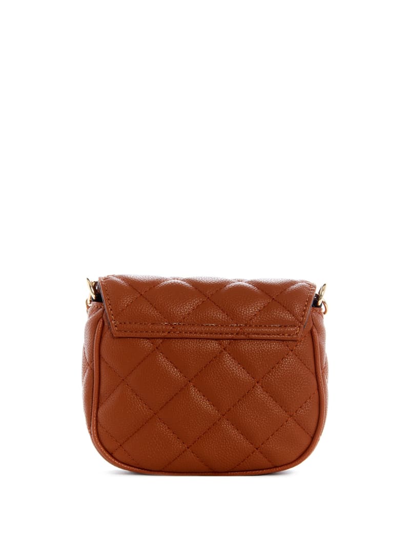 Brown Women's Guess Gillian Quilted Flap Crossbody Bags | 5901624-YL