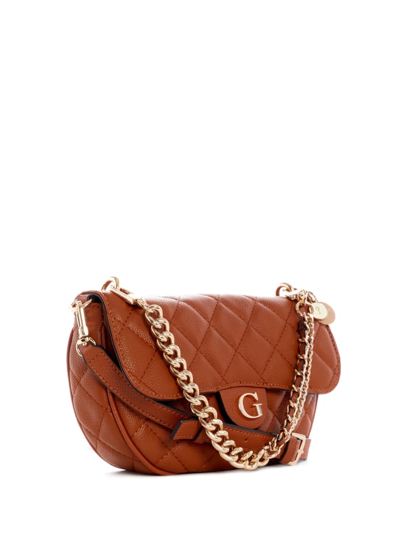 Brown Women's Guess Gillian Quilted Flap Crossbody Bags | 8604213-KL