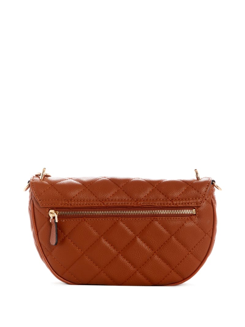 Brown Women's Guess Gillian Quilted Flap Crossbody Bags | 8604213-KL