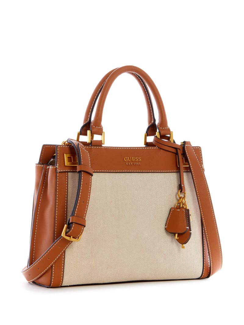 Brown Women's Guess Katey Canvas Luxury Satchel Bags | 6039782-SH