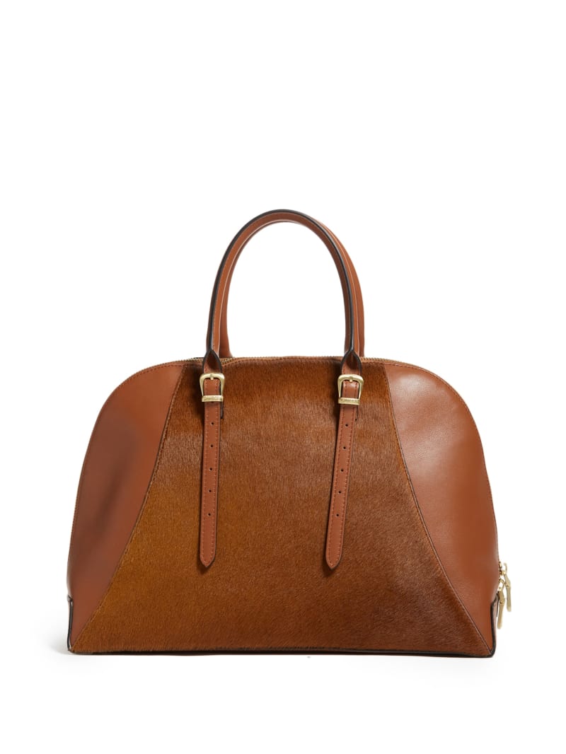 Brown Women's Guess Lady Luxe Leather Dome Tote Bags | 1246570-XM