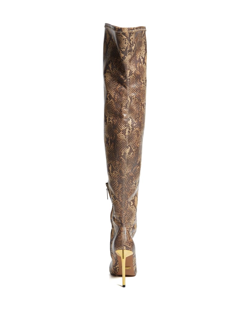 Brown Women's Guess Over-the-Knee Python Boots | 0576498-JH