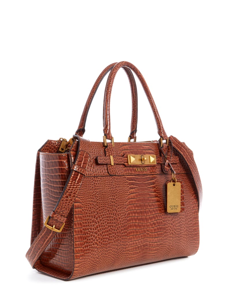 Brown Women's Guess Raffie Carryall Tote Bags | 4320695-HY