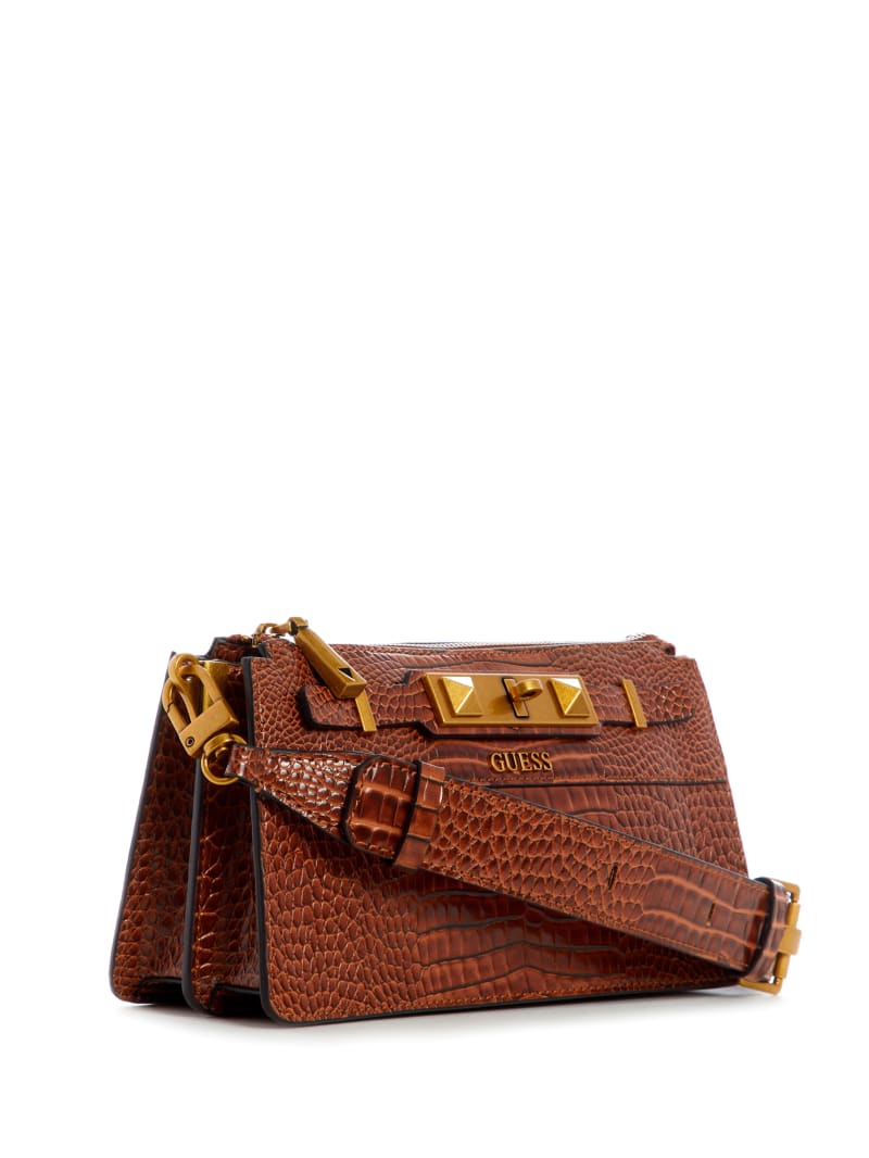 Brown Women's Guess Raffie Crossbody Bags | 1248753-EH