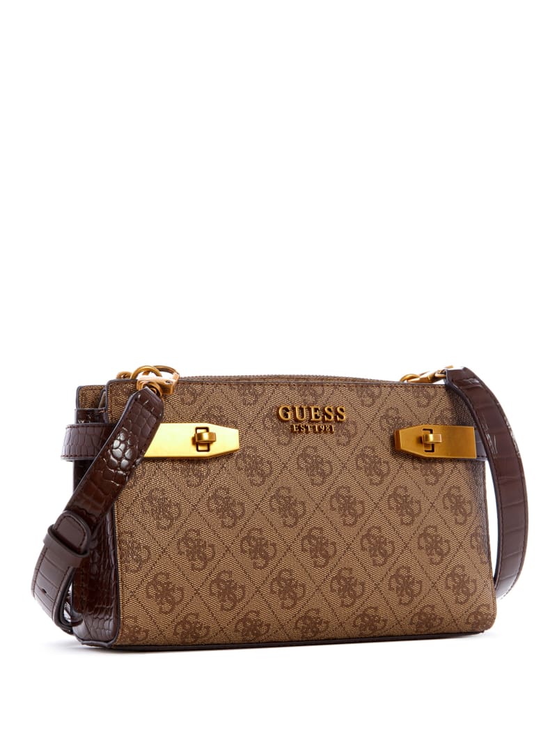 Brown Women's Guess Zadie Logo Elite Crossbody Bags | 1395428-DK