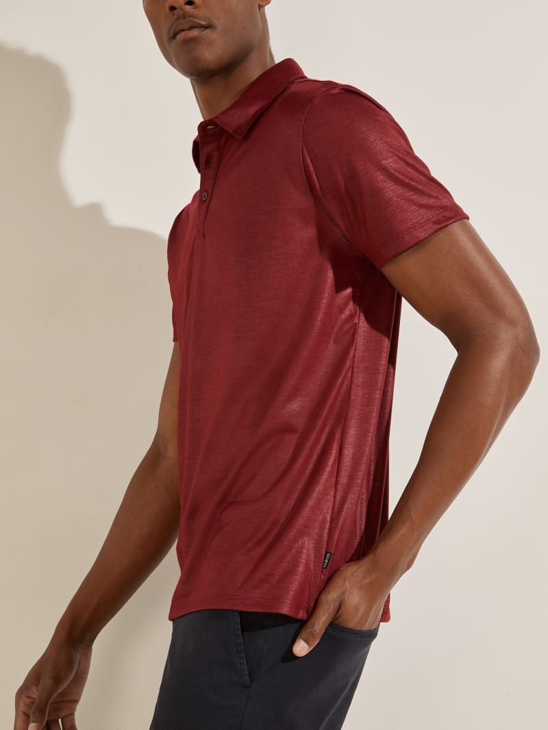 Burgundy Men's Guess Mason Shine Shirts | 9456271-XK