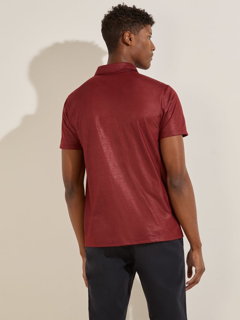 Burgundy Men's Guess Mason Shine Shirts | 9456271-XK