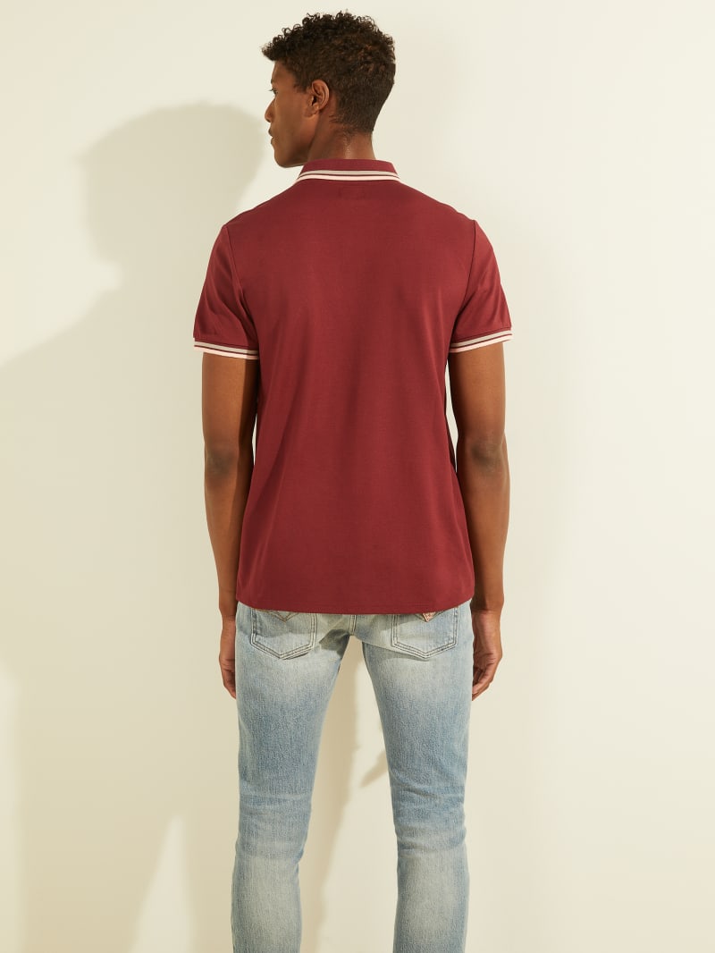 Burgundy Men's Guess Sports Pique Logo Shirts | 0379846-AW