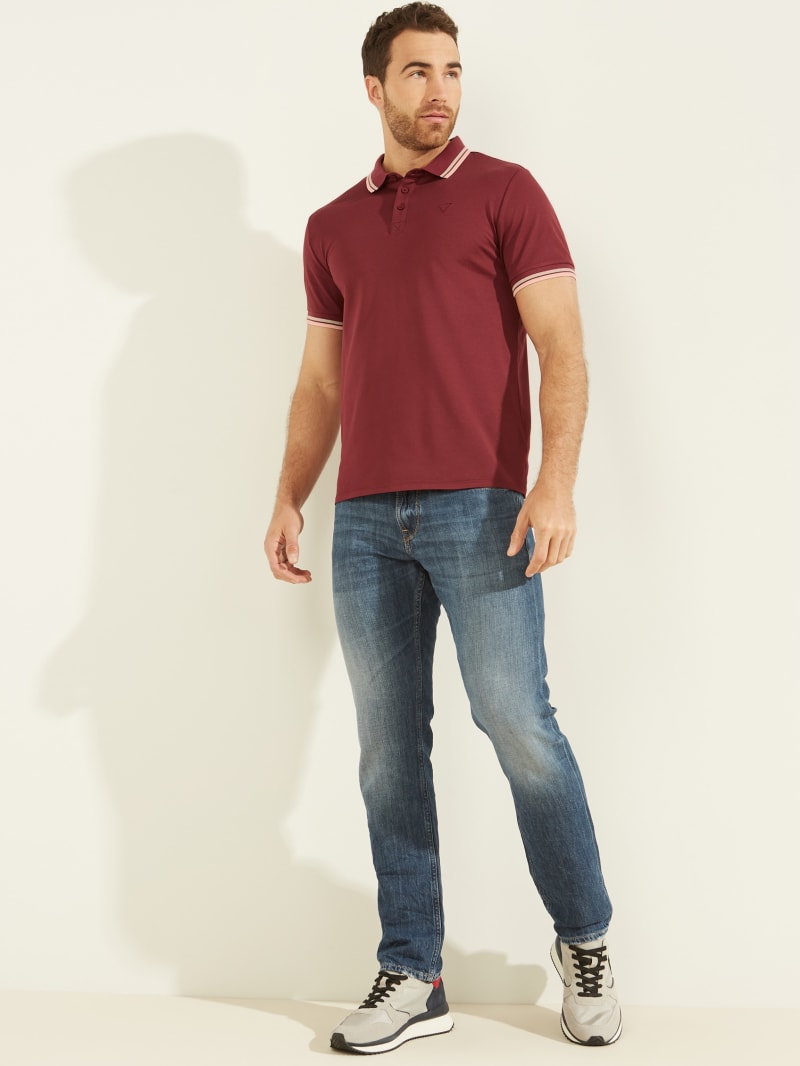 Burgundy Men's Guess Sports Pique Shirts | 6170284-EV