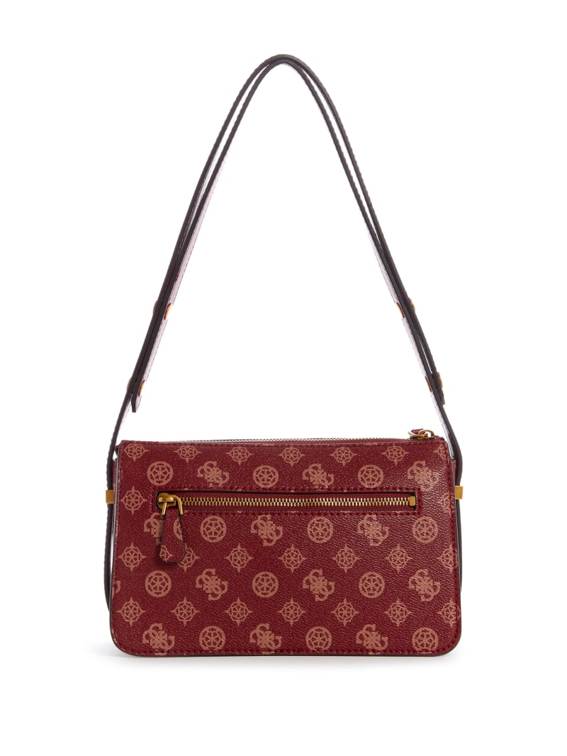 Burgundy Women's Guess Hensely Logo Satchel Bags | 8579640-WF