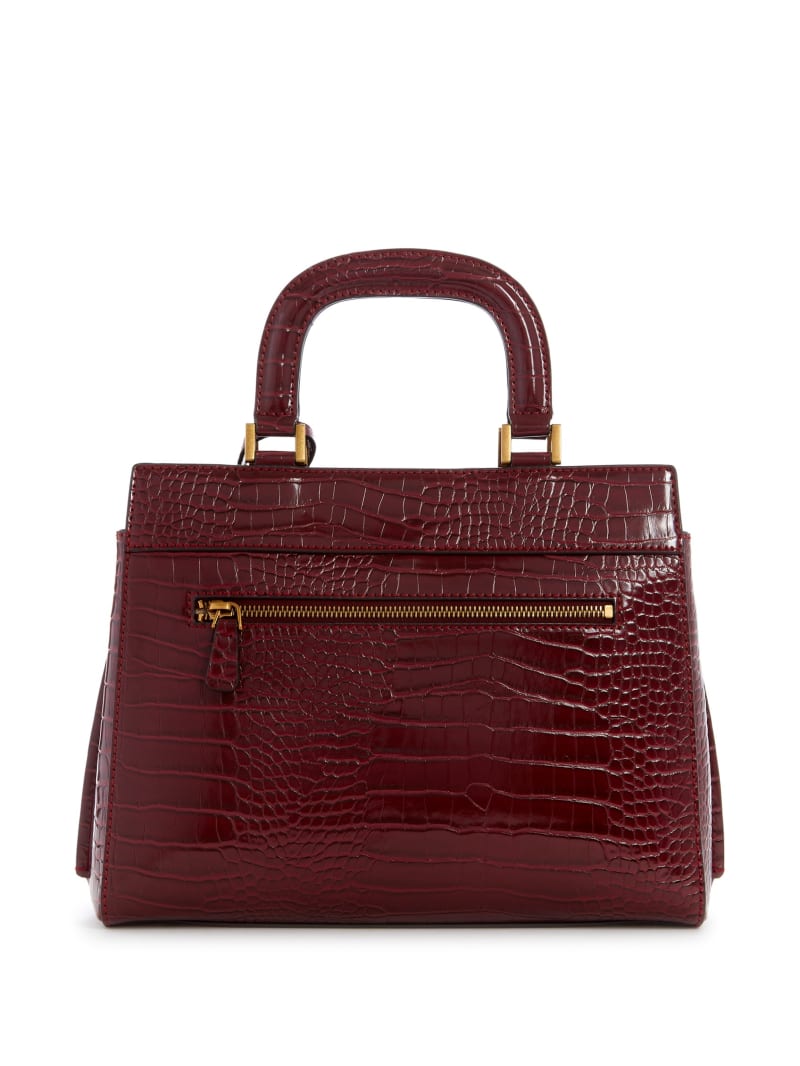 Burgundy Women's Guess Katey Croc Luxury Satchel Bags | 4258691-TB