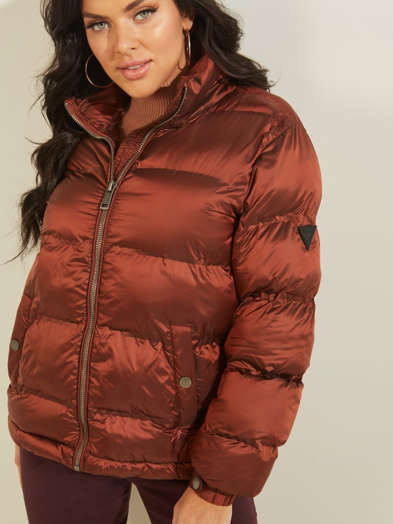 Burgundy Women's Guess Nichole Puffer Jackets | 7098236-EX