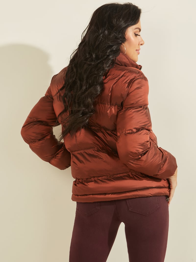 Burgundy Women's Guess Nichole Puffer Jackets | 7098236-EX