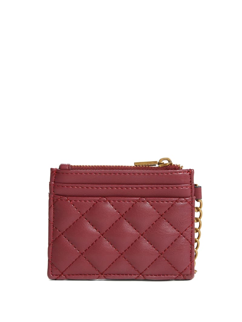 Burgundy Women's Guess Quilted Card Holder Wallets | 5769048-YM