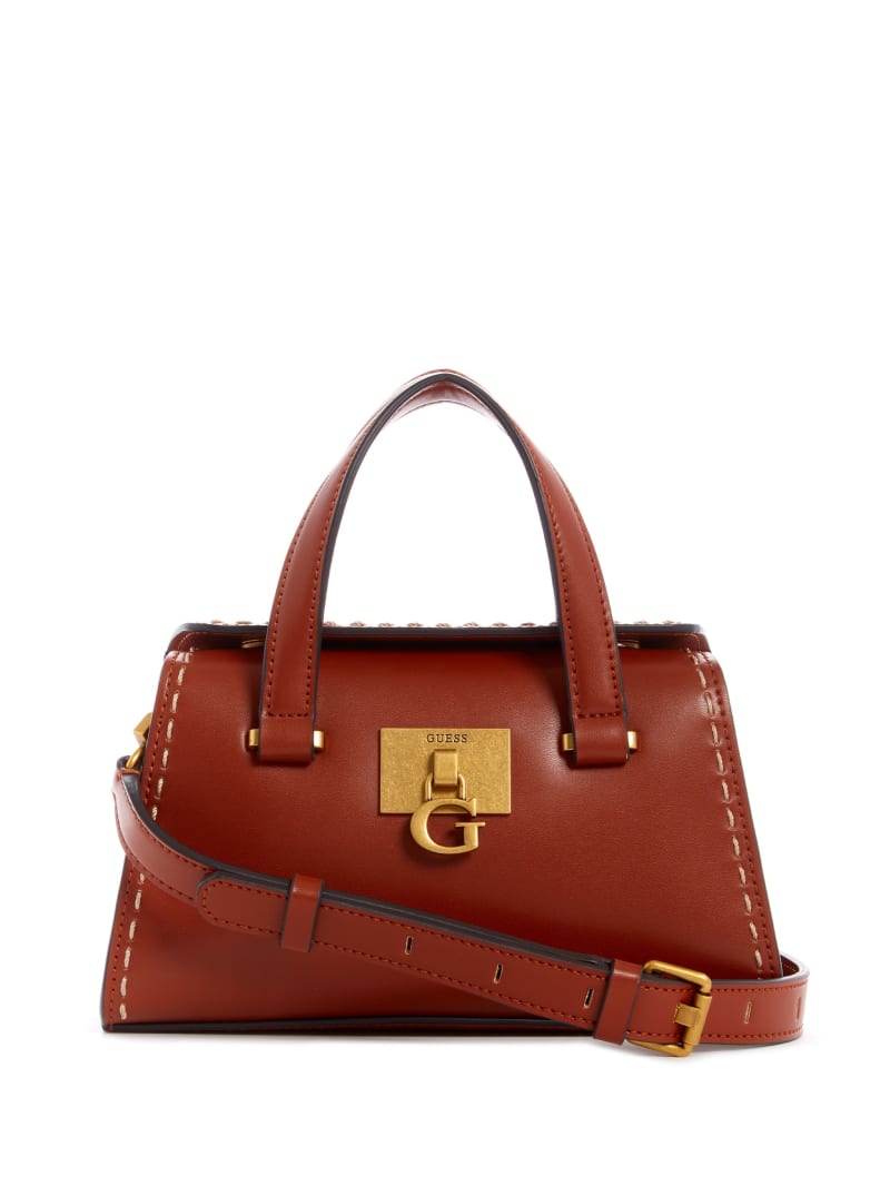 Burgundy Women\'s Guess Stephi Satchel Bags | 6853210-JQ