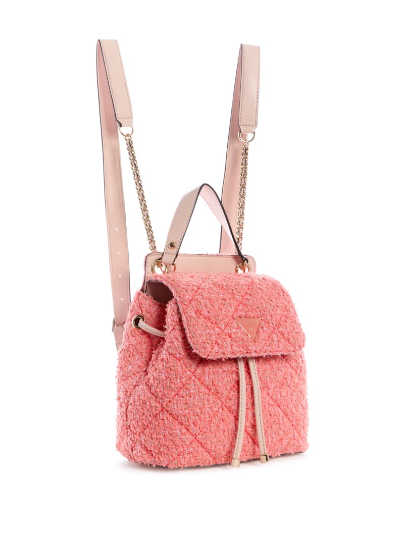 Coral Women's Guess Cessily Tweed Convertible Backpacks | 2365940-JE