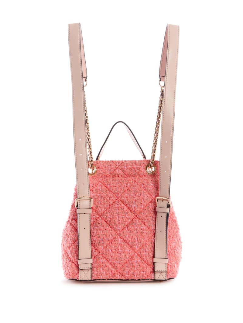 Coral Women's Guess Cessily Tweed Convertible Backpacks | 2365940-JE