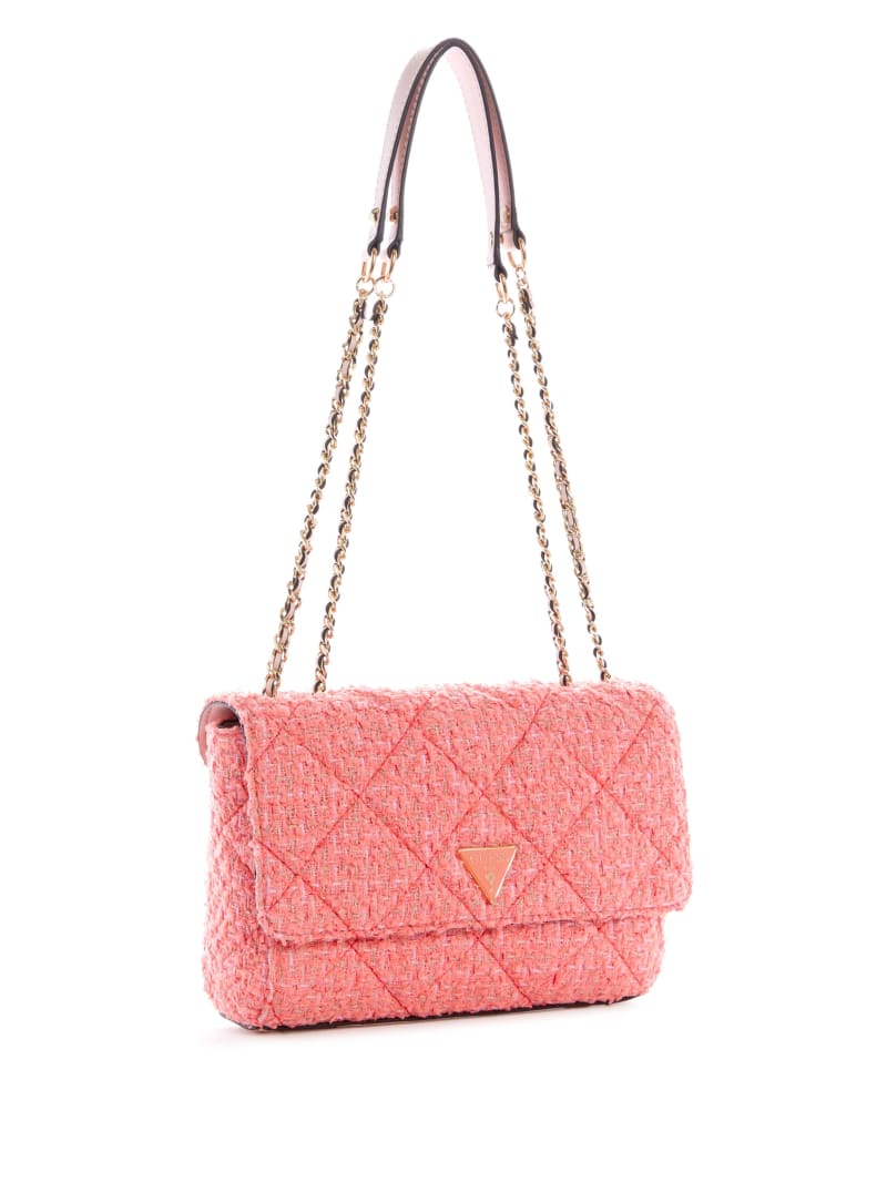 Coral Women's Guess Cessily Tweed Convertible Crossbody Bags | 7862035-GE