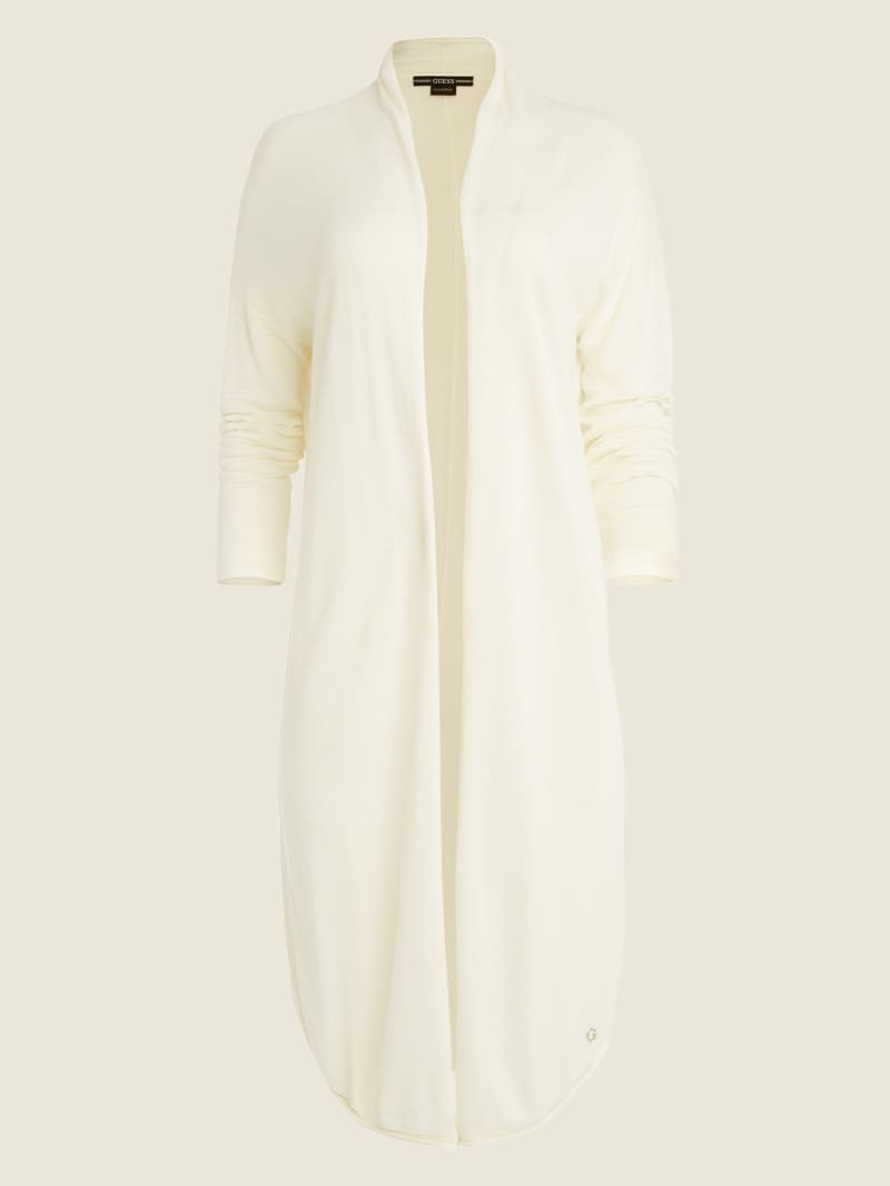 Cream White Women's Guess Camille Open-Front Cardigan Hoodie | 0632875-KM