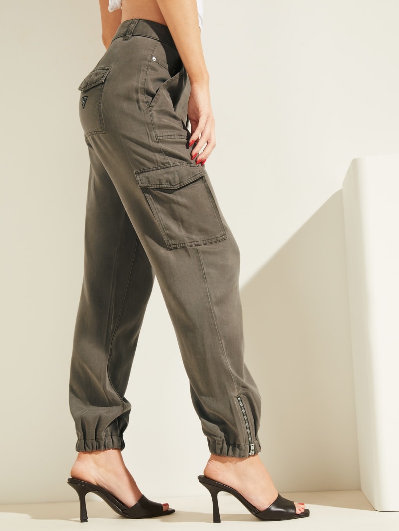 Dark Grey Women's Guess Eco Bowie Cargo Chino Pants | 7596430-IU