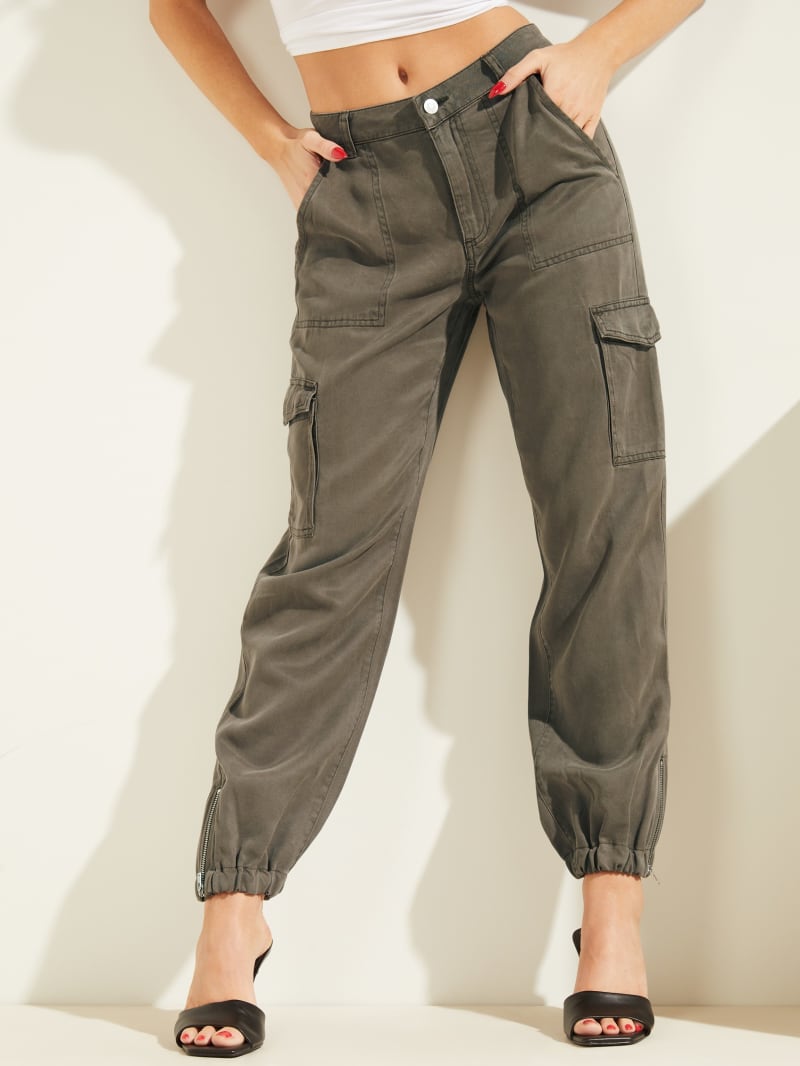 Dark Grey Women\'s Guess Eco Bowie Cargo Chino Pants | 7596430-IU