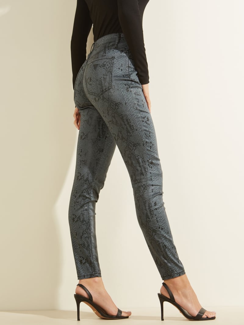 Dark Grey Women's Guess Snake Print Skinny Pants | 6580791-KF