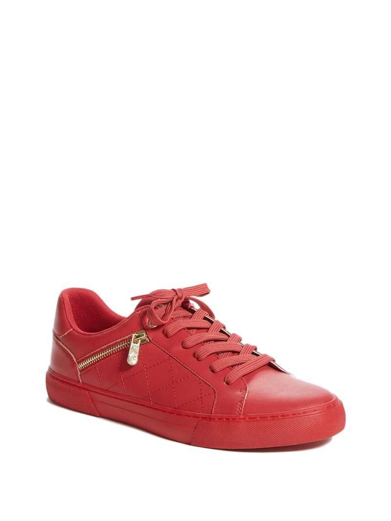 Dark Red Men\'s Guess Myran Zip Low-Top Sneakers | 9702183-OT