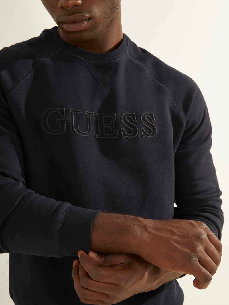 Deep Blue Men's Guess Aldwin Crewneck Sweatshirts | 1248397-HF