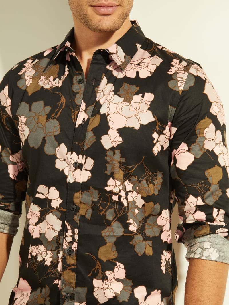 Flower Men's Guess Luxe Elm Floral Shirts | 1462597-UY