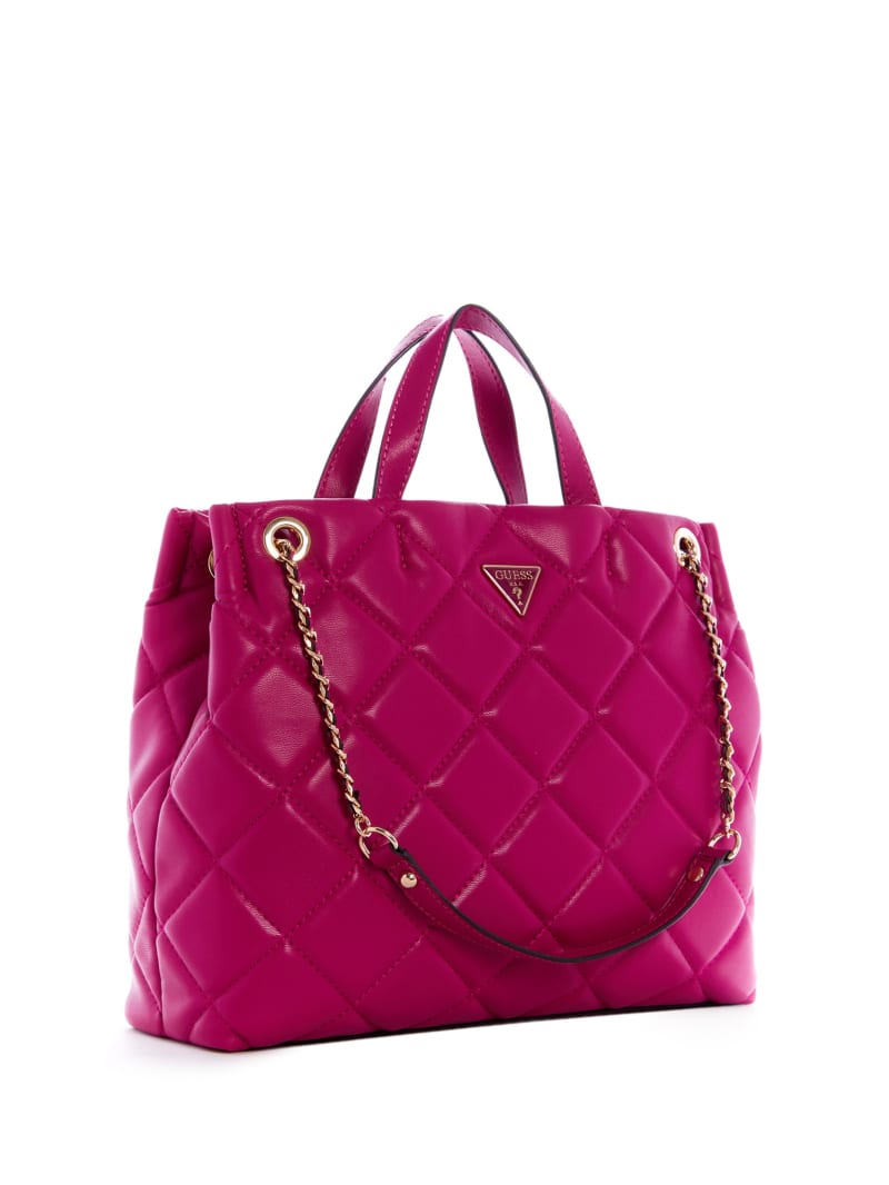 Fuchsia Women's Guess Cessily Girlfriend Tote Bags | 3456078-XK