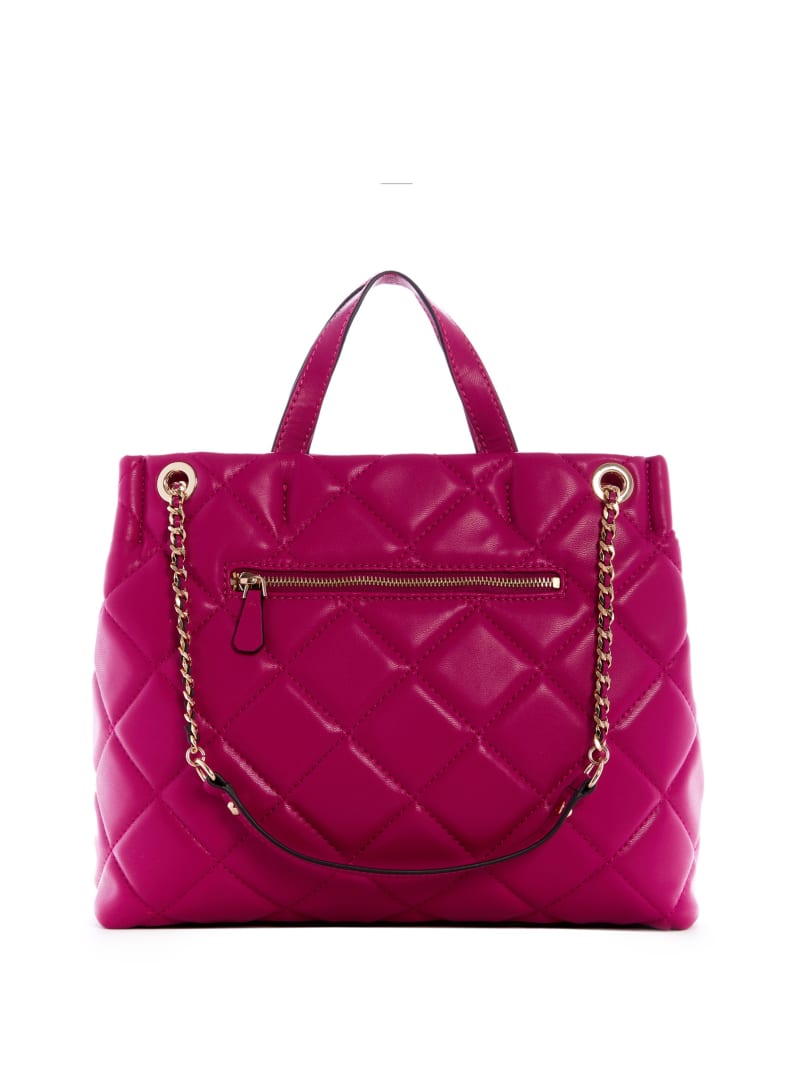 Fuchsia Women's Guess Cessily Girlfriend Tote Bags | 3456078-XK