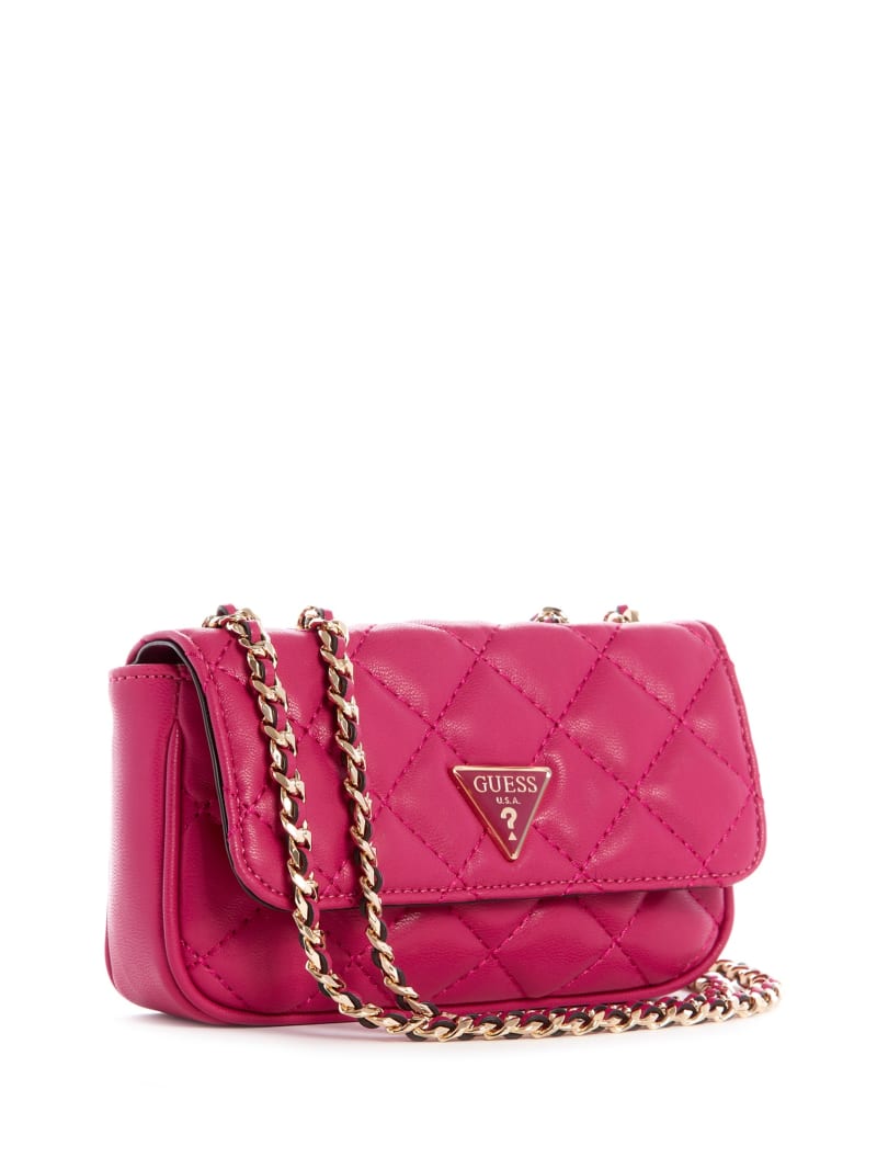 Fuchsia Women's Guess Cessily Quilted Convertible Mini Bag | 4380916-JG