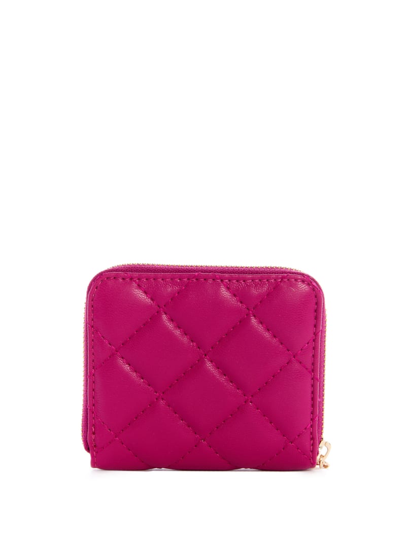 Fuchsia Women's Guess Cessily Quilted Small Zip-Around Satchel Bags | 8793621-AW