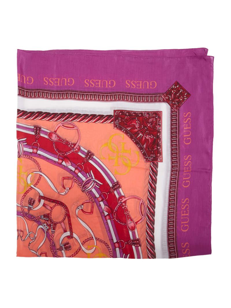 Fuchsia Women's Guess Monaco Silk Scarves | 2703819-HJ