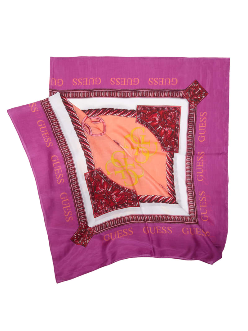 Fuchsia Women's Guess Monaco Silk Scarves | 2703819-HJ